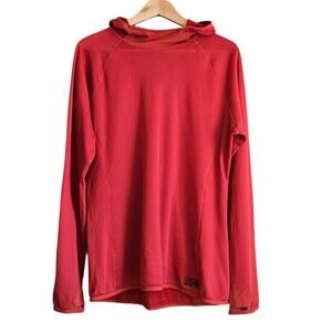 Mountain Hardwear Women Fleece Lined Hoodie Pullover Coral Long Sleeve Size XL